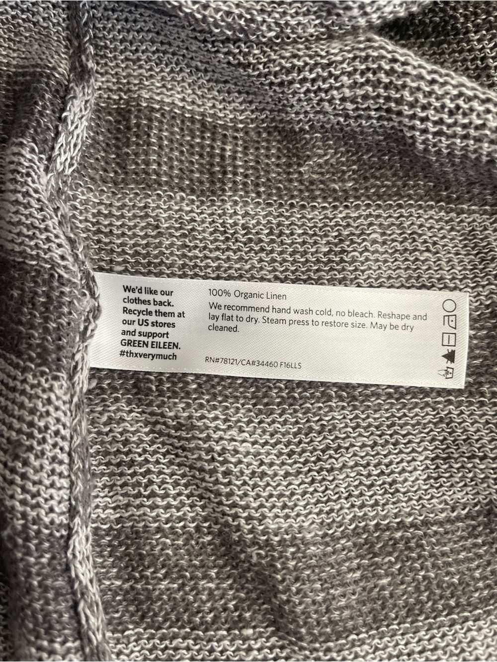 Eileen Fisher 100% Organic Linen Striped Open Cardigan - Picture 4 of 4
